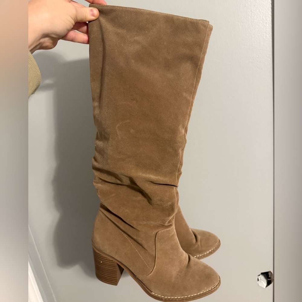 Universal Thread Slouch Boot in Taupe Suede